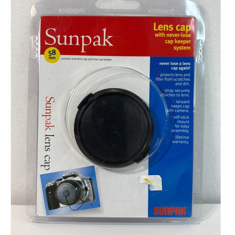 Sunpak 58mm Lens‎ Cap with Never Lose Keeper System Protects Lens and Filter